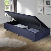 Base Box Baú Solteiro Suede Preto 88x188x34 cm - Cama inHouse