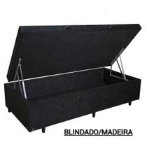 Base Box Baú Solteiro Suede Preto Premium - 88x188x35