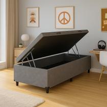 Base Box Baú Solteiro Suede Base Box Baú Solteiro Suede