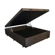 Base Box Baú Viúva SP Móveis Suede Marrom - 39x128x188