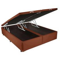 Base Box Bipartida Baú Casal em Suede 43x188x138 Universal Cor Marrom