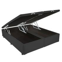 Base Box Bipartida Baú Casal em Suede 43x188x138 Universal Cor Preto