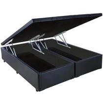 Base Box Bipartida Baú King em material sintético Universal 41x203x193 Cor Preto