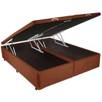 Base Box Bipartida Baú Queen em material sintético Universal 41x198x158 Cor Marrom