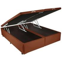 Base Box Bipartida Baú Queen em Suede Universal 41x198x158 Cor Marrom