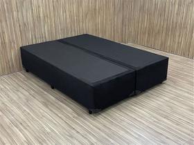 Base Box Bipartido Casal Suede Preto 37X138X188 AN