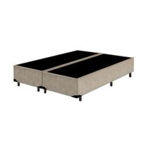 Base Box Blindado Casal Bipartido AColchoes Suede Bege 40x138x188