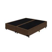 Base Box Blindado Casal Bipartido HomeQueen Suede Marrom 40x138x188