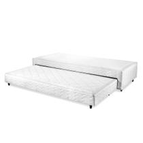 Base Box Cama Auxiliar Molas Ensacadas Solteiro King 96x203x32 Bibox Sommier Spring Orthocrin Branco Pés de Madeira