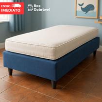 Base Box Cama Infantil Dobrável 150x70 Suede Azul Rosa Madeira Resistente Montagem Fácil e Transporte Prático Base Box Cama Infantil Dobrável 150x70 Suede Azul Rosa Madeira Resistente Montagem Fácil e Transporte Prático