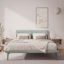 Base Box Cama Japonesa Toquio Casal com Cabeceira Almofada Linho Cinza Base Box Cama Japonesa Toquio Casal com Cabeceira Almofada Linho Cinza