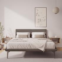Base Box Cama Japonesa Toquio Queen com Cabeceira Almofada Linho Marrom Base Box Cama Japonesa Toquio Queen com Cabeceira Almofada Linho Marrom