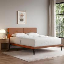 Base Box Cama Japonesa Toquio Queen com Cabeceira Almofada Linho Telha