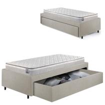 Base Box Cama Solteirão Sapateira material sintético Linho Areia e Colchão Hanover Inducol 96x203 Base Box Cama Solteirão Sapateira material sintético Linho Areia e Colchão Hanover Inducol 96x203