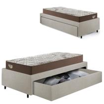 Base Box Cama Solteirão Sapateira material sintético Linho Areia e Colchão Relax Adorabile Ecoflex 96x203 Base Box Cama Solteirão Sapateira material sintético Linho Areia e Colchão Relax Adorabile Ecoflex 96x203