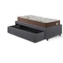 Base Box Cama Solteirão Sapateira Suede Cinza e Colchão Relax Adorabile Ecoflex 96x203