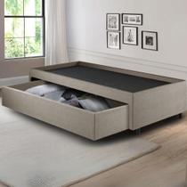 Base Box Cama Solteiro com Gaveta Sapateira 88x188 cm Linho Bege