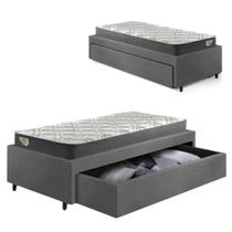 Base Box Cama Viúva Sapateira material sintético Linho Areia e Colchão Adapto Ecoflex 120x203 Base Box Cama Viúva Sapateira material sintético Linho Areia e Colchão Adapto Ecoflex 120x203