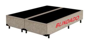 Base Box Casal Bipartido Blindado Suede Bege