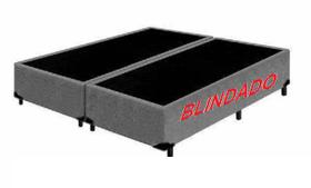 Base Box Casal Bipartido Blindado Suede Cinza