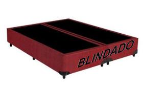 Base Box Casal Bipartido Blindado Suede Vermelho