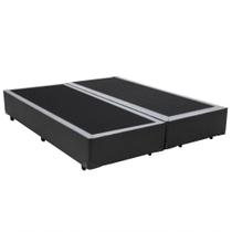 Base Box Casal Bipartido Homequeen material sintético Cinza 40x138x188