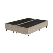 Base Box Casal Bipartido Moveis Suede Bege - 30x138x188