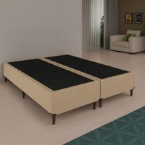 Base Box Casal Bipartido Suede Bege - 138x188x40