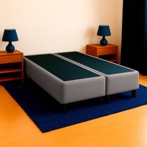 Base Box Casal Bipartido Suede Cinza PoliConfort 138x188x26