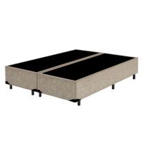 Base Box Casal Blindado Bipartido Extremo Reforçado HomeQueen Suede Bege 40x138x188