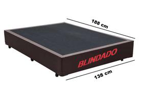 Base Box Casal Blindado Sintético Marrom