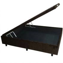 Base Box Casal Damasu Turim Smart com Baú largura de 138 cm Marrom Veludo