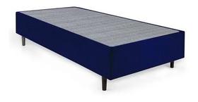 Base Box Casal Suede Azul 138 X 188 X 40