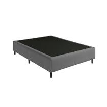 Base Box Casal Suede Cinza 40x138x188