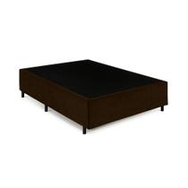 Base Box Casal Suede Marrom - 138x188x40