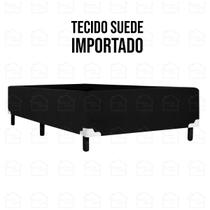 Base Box Casal Suede Preto 138 X 188 X 40