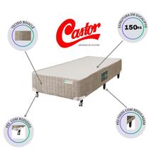 Base Box Castor Premium Bege Solteiro 88x188x40 - Cama resistente até 150kg