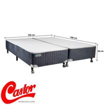 Base Box Castor Silver Star Casal Queen Bipartida Suede Cinza Matelassado 158x198 -Estrutura Resistente