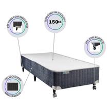 Base Box Castor Silver Star Suede Cinza Solteiro 88x188 - Resistente até 150kg - Fino Acabamento