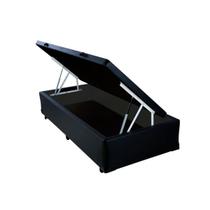 Base Box com Baú Preto de Cama Solteiro Resistente