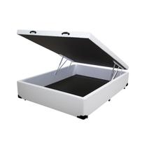 Base Box com Baú Viúvo Branco de Madeira Resistente Base Box com Baú Viúvo Branco de Madeira Resistente