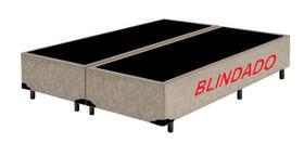 Base Box King Bipartido Blindado Suede Bege