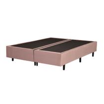 Base Box King Bipartido Blindado Suede Rosé