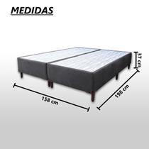 Base Box King Bipartido Padrão Suede Liso (1,93 x 2,03 m) Com 37 cm de altura Para Colchão