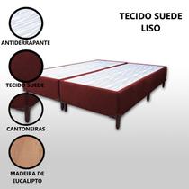 Base Box King Bipartido Padrão Suede Liso (1,93 x 2,03 m) Com 37 cm de altura Para Colchão