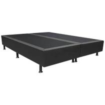 Base Box King Bipartido Preto Suede 198x203