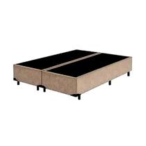 Base Box King Bipartido Suede Bege - 193x203x27