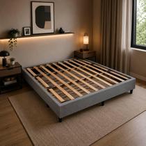 Base Box King Size 190x202 Desmontável Tecido Premium 100% Madeira - Cinza claro - Nova Cama Base Box King Size 190x202 Desmontável Tecido Premium 100% Madeira - Cinza claro - Nova Cama