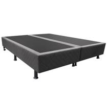 Base Box para Cama Casal Queen 158x198cm Bipartido Liz S05 Suede Bordado Cinza - Mpozenato