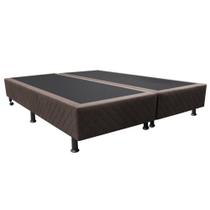 Base Box para Cama Casal Queen 158x198cm Bipartido Liz S05 Suede Bordado Marrom - Mpozenato